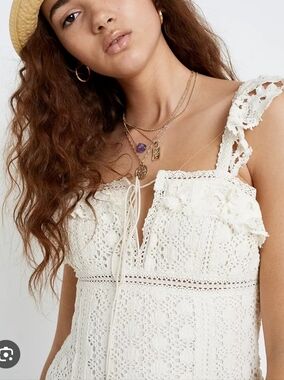 Free People Ivory Crochet Lace  Dress Size 0